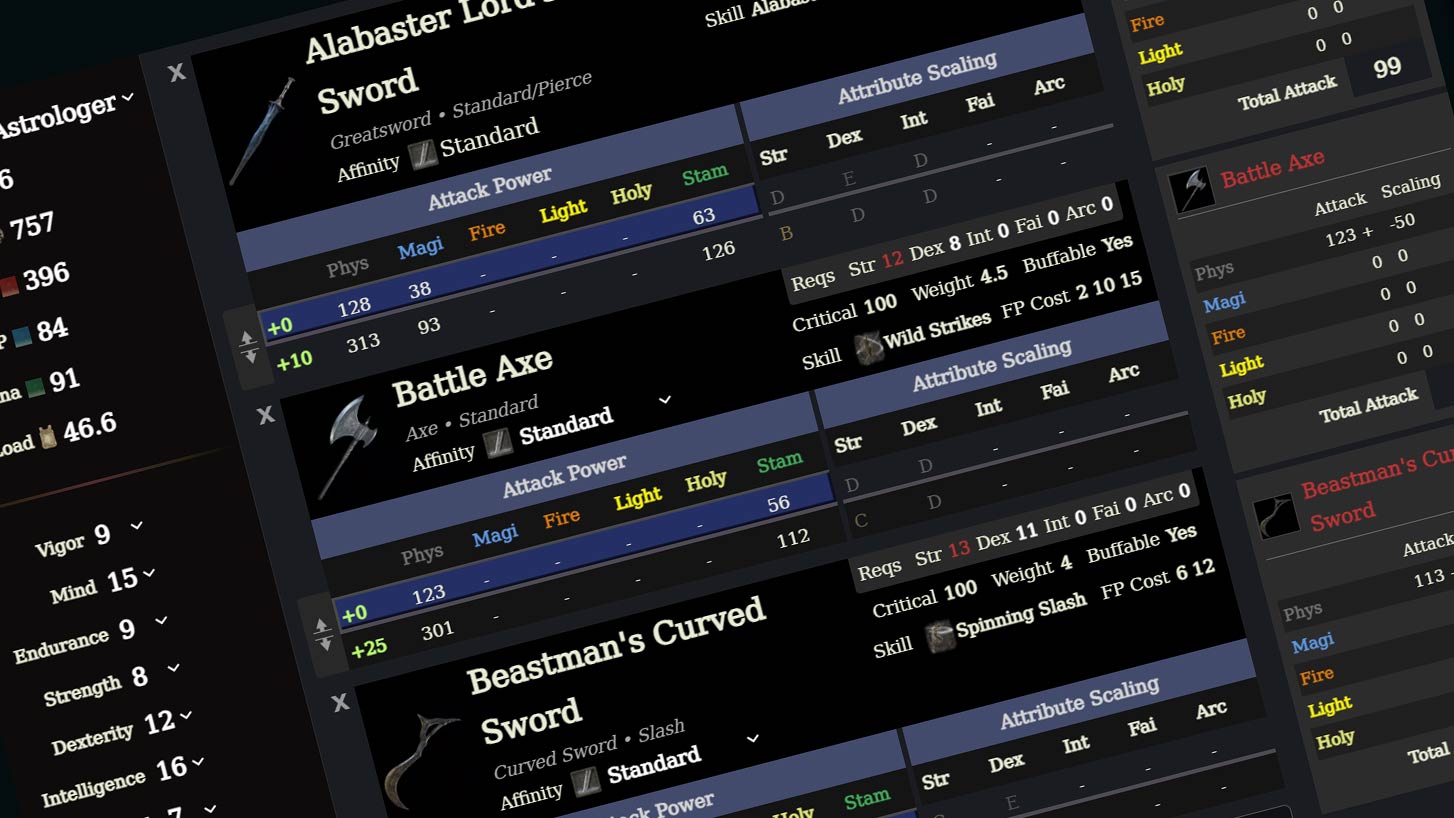 Elden Ring Weapon Calculator Tool